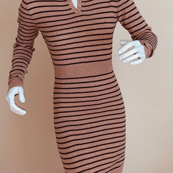 Old Navy Tan Black Stripe Sweater Dress - Picture 4 of 8